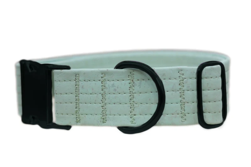 Hundehalsband mit Klickverschluss | Korkleder | Umweltfreundlich | Robust & Vegan | Mint/Schwarz