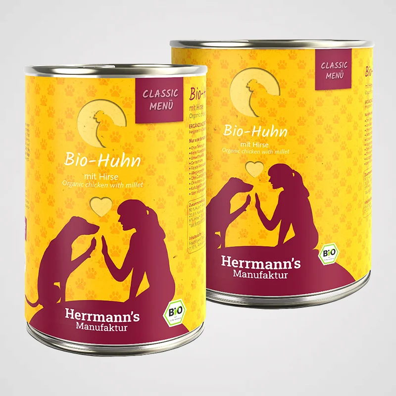 HERRMANN'S - Bio Huhn mit Hirse | Premium Nassfutter für Deinen Hund