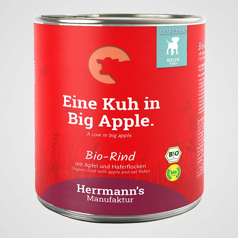 HERRMANN'S - Welpenmenü Bio-Rind, Apfel & Haferflocken | Premium Nassfutter für Hunde