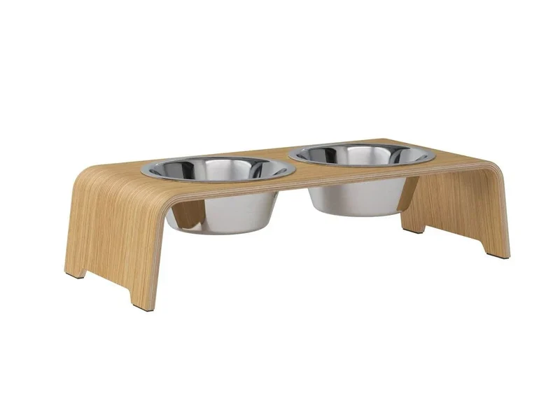 Futterstation dogBar® für Hunde | Edelstahl | Eiche hell | NEU: 6 Größen