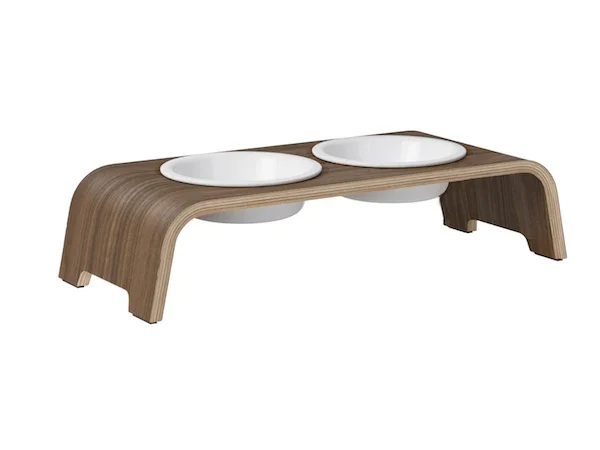 Futterstation dogBar® für Hunde | Porzellan | Nussbaum | NEU: 6 Größen