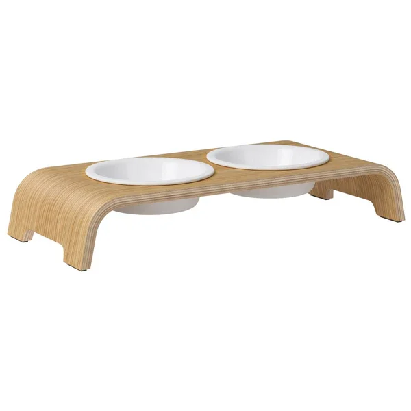 Futterstation dogBar® für Hunde | Porzellan | Eiche hell | NEU: 6 Größen