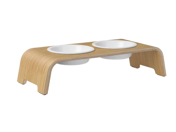 Futterstation dogBar® für Hunde | Porzellan | Eiche hell | NEU: 6 Größen