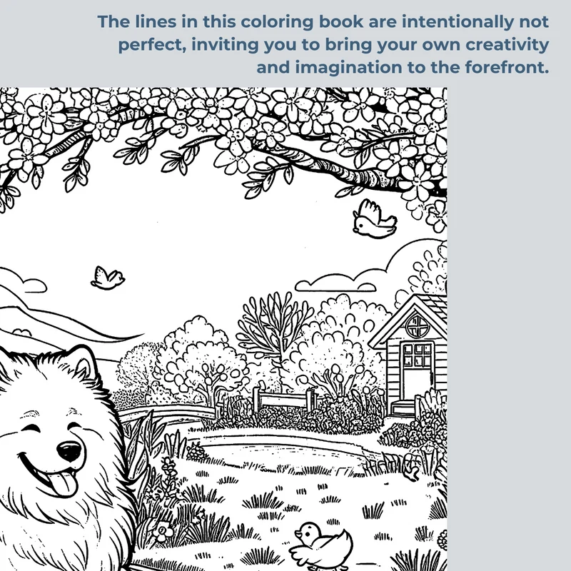 Coloring Page - Spring Samoyed Adventure 2024