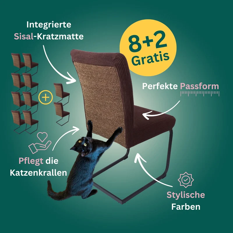 8+2 Gratis: Stuhlhusse mit Sisal Kratzmatte