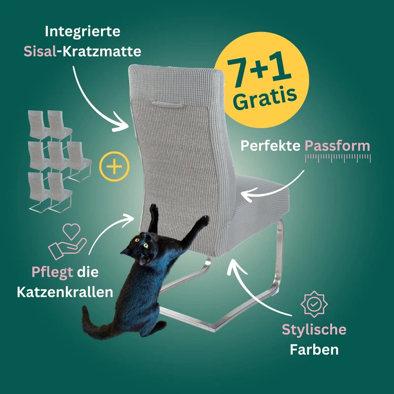 7+1 Gratis: Stuhlhusse mit Sisal Kratzmatte