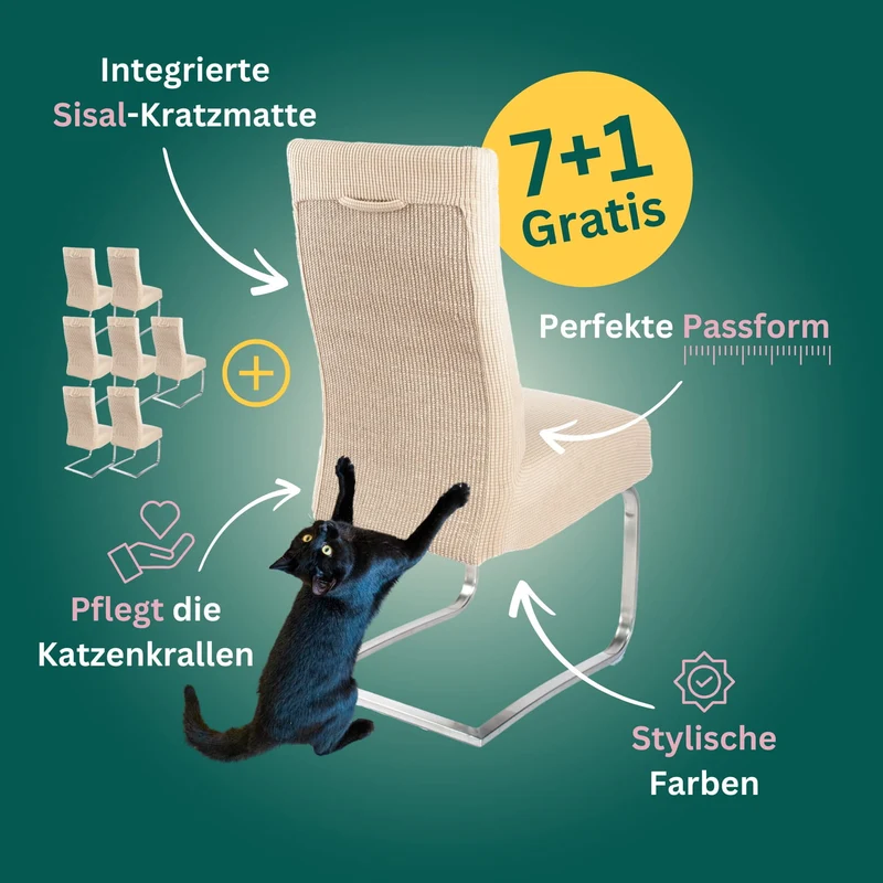 7+1 Gratis: Stuhlhusse mit Sisal Kratzmatte