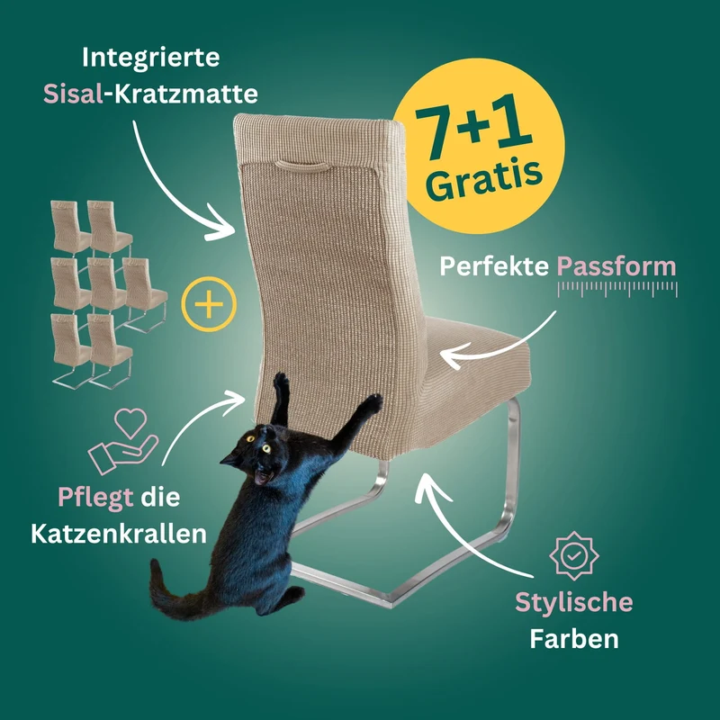 7+1 Gratis: Stuhlhusse mit Sisal Kratzmatte