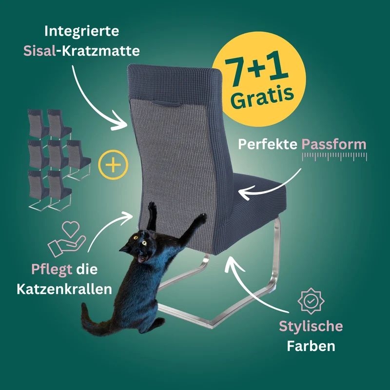 7+1 Gratis: Stuhlhusse mit Sisal Kratzmatte