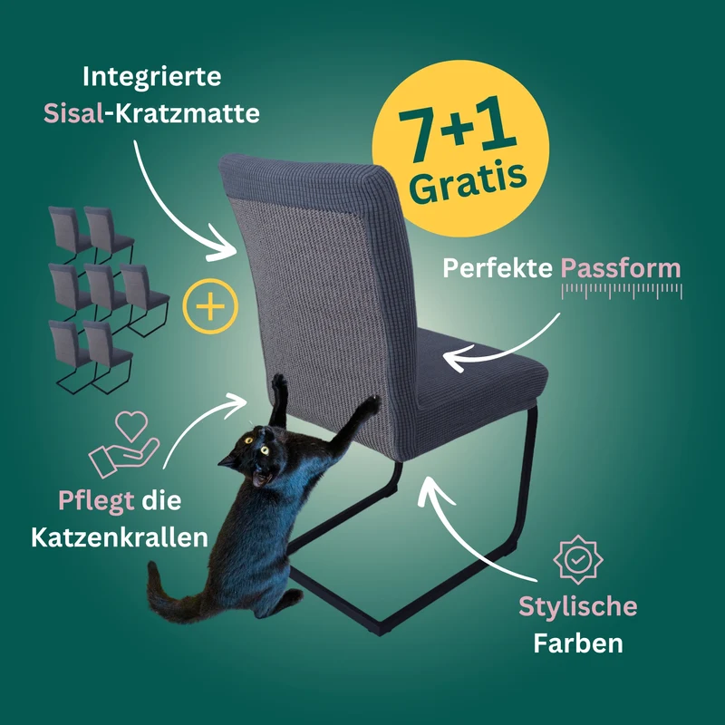 7+1 Gratis: Stuhlhusse mit Sisal Kratzmatte