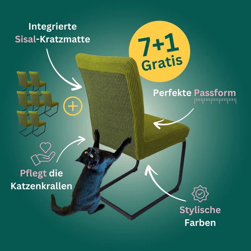 7+1 Gratis: Stuhlhusse mit Sisal Kratzmatte