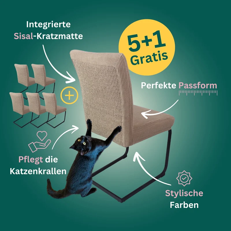 5+1 Gratis: Stuhlhusse mit Sisal Kratzmatte