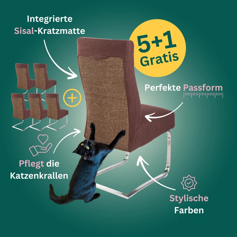 5+1 Gratis: Stuhlhusse mit Sisal Kratzmatte