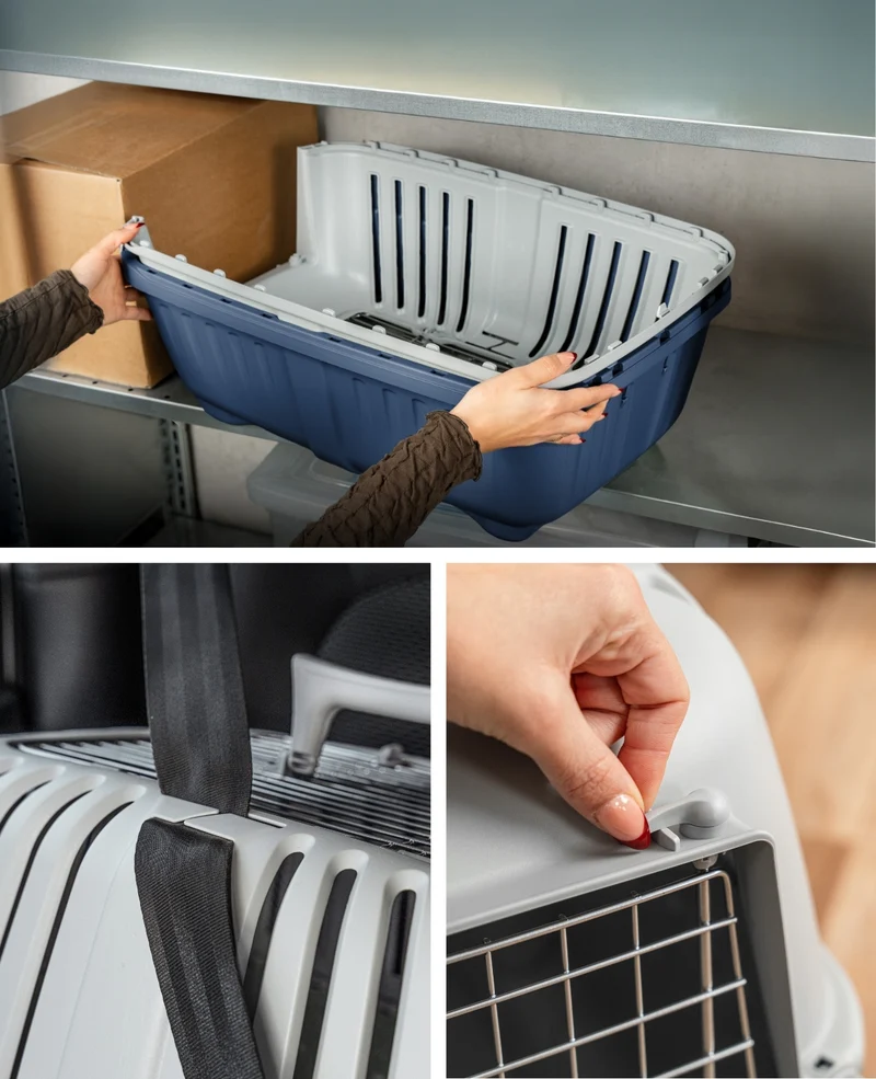 Transportbox aus Kunststoff mit Metallgitter