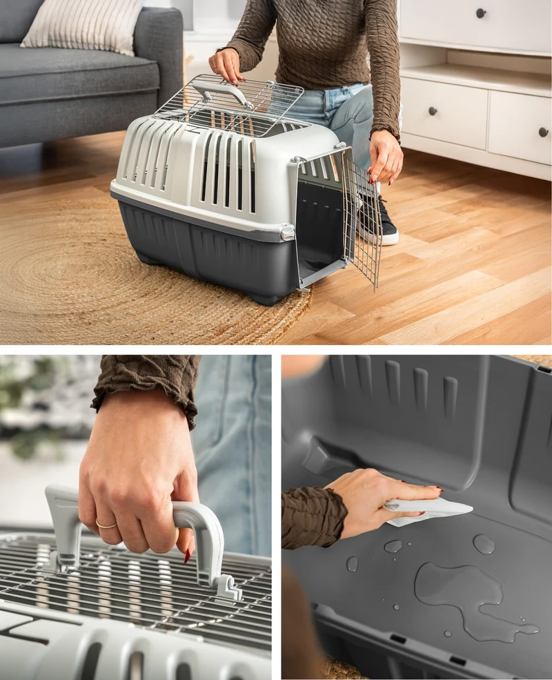 Transportbox aus Kunststoff mit Metallgitter