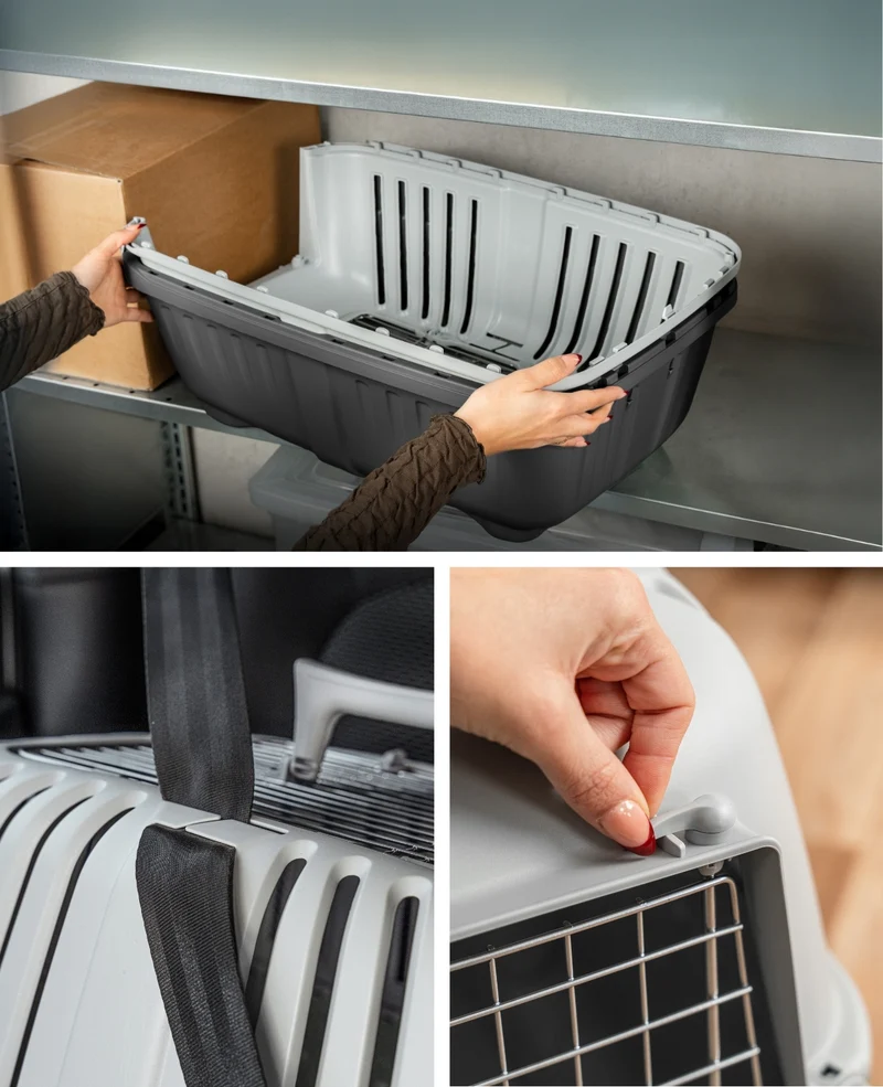 Transportbox aus Kunststoff mit Metallgitter