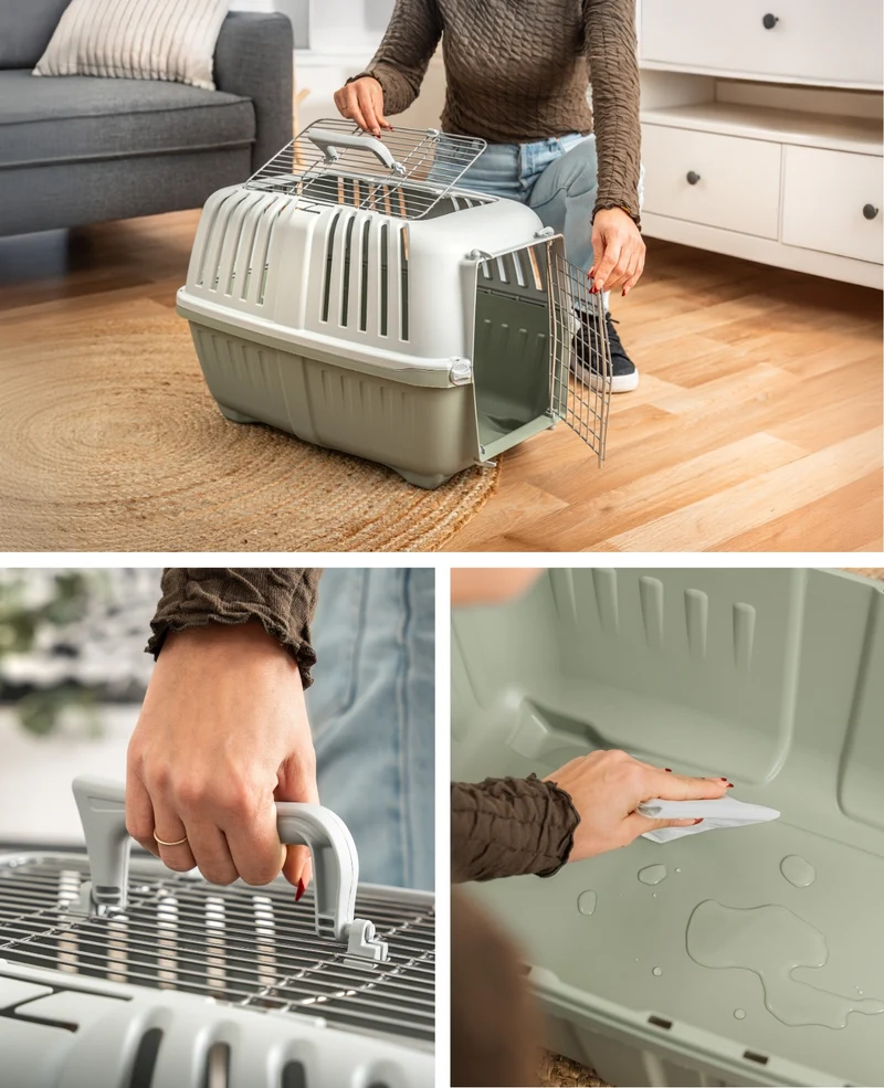 Transportbox aus Kunststoff mit Metallgitter