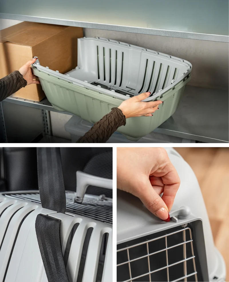Transportbox aus Kunststoff mit Metallgitter