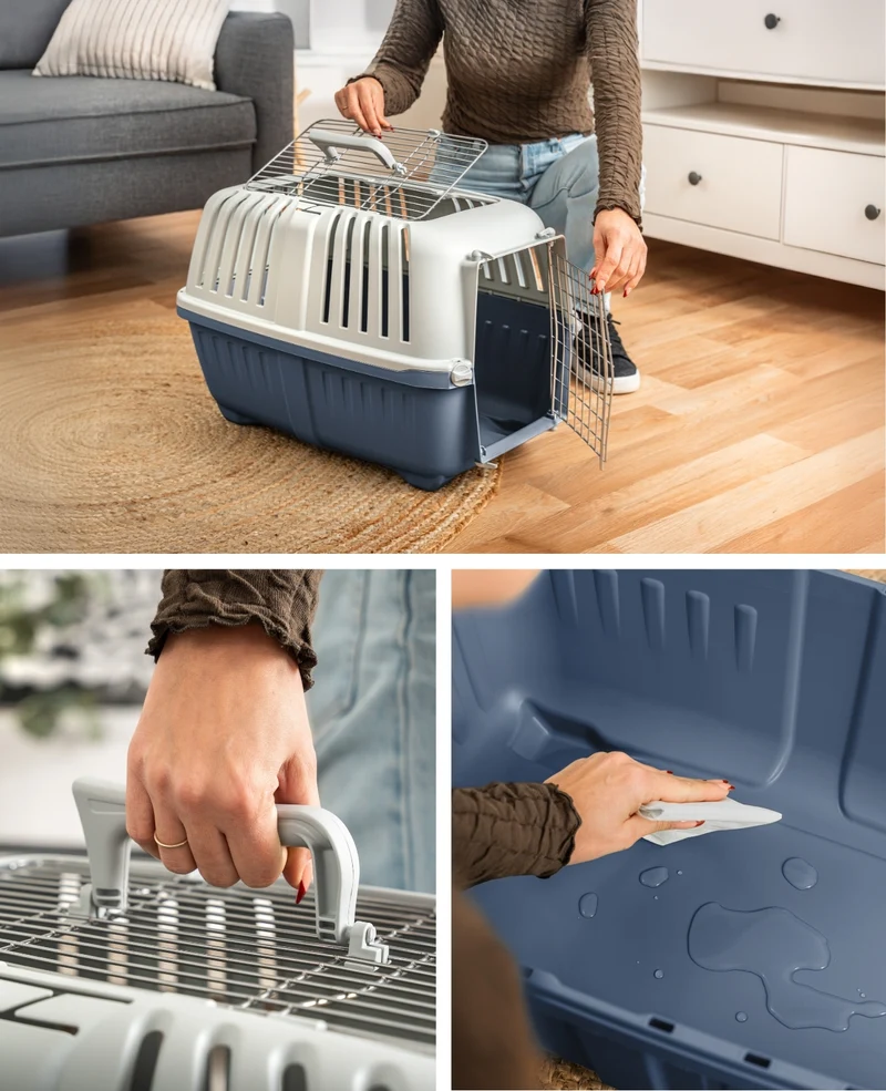 Transportbox aus Kunststoff mit Metallgitter