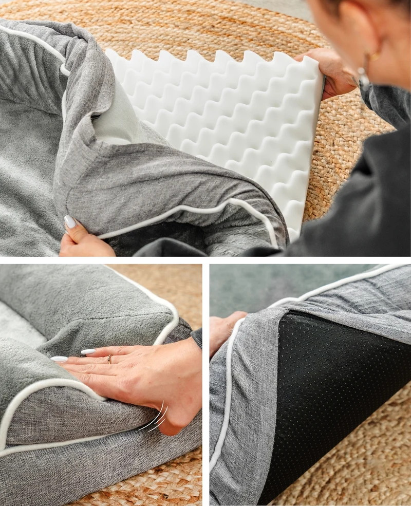 Orthopädisches Hundebett mit erhöhtem Rand, rutschfest