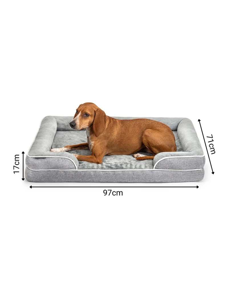 Orthopädisches Hundebett mit erhöhtem Rand, rutschfest