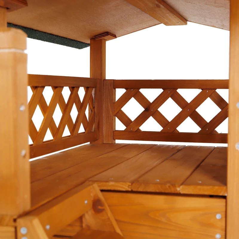 Katzenhaus aus Holz mit Terrasse & Treppe