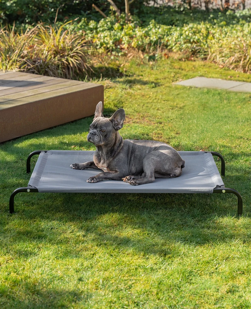 Erhöhte Hundeliege für Haus und Garten