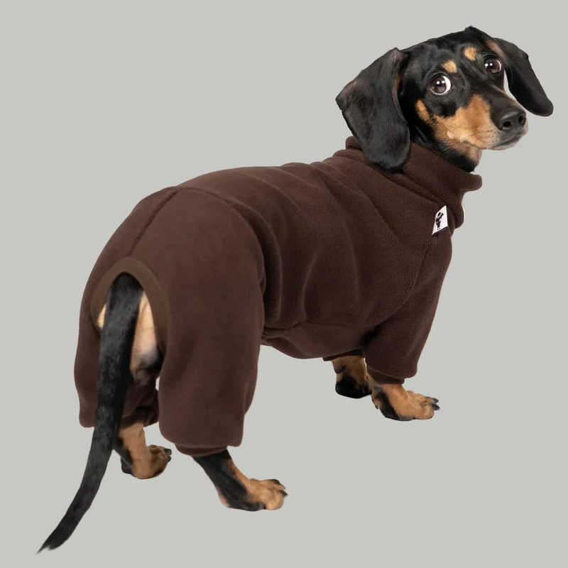 Fleece Overall für Dackel Dunkelbraun