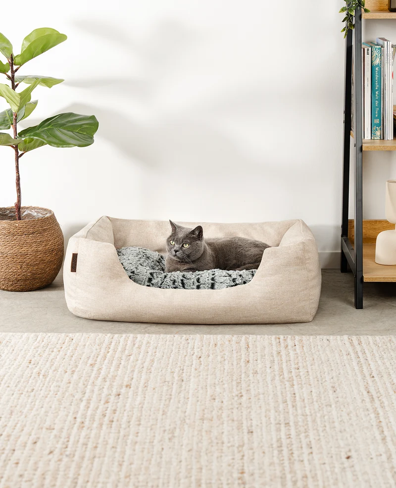 Katzenbett mit Wendekissen & meliertem Außenstoff