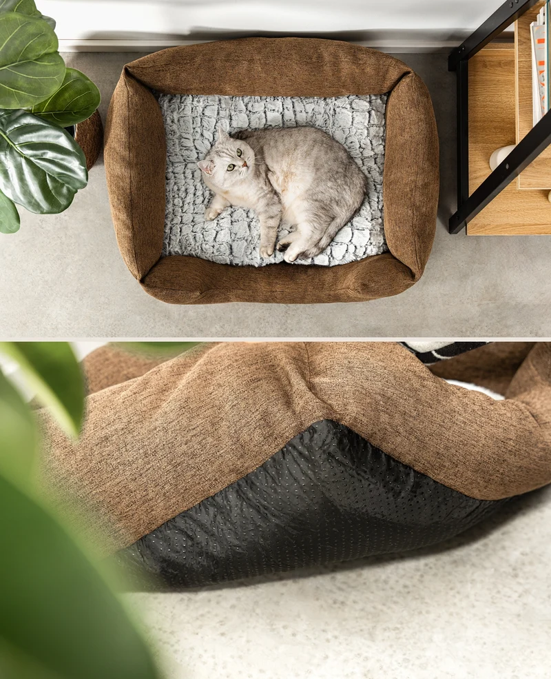 Katzenbett mit Wendekissen & meliertem Außenstoff