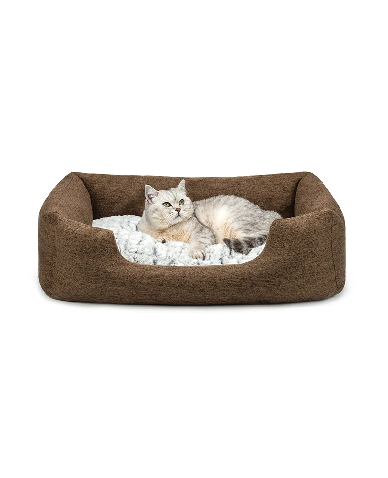 Katzenbett mit Wendekissen & meliertem Außenstoff