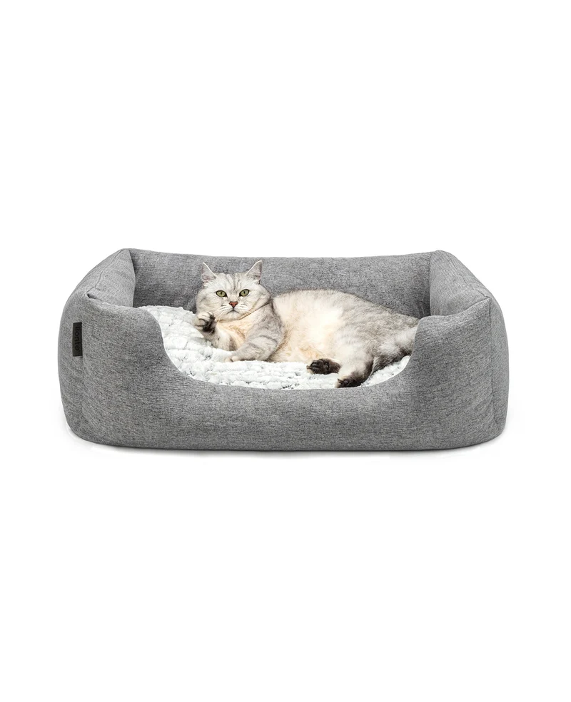 Katzenbett mit Wendekissen & meliertem Außenstoff