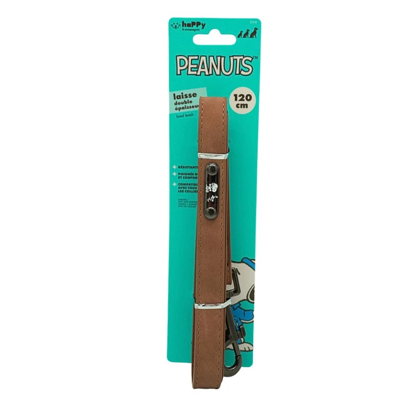 Hundeleine Lederoptik Snoopy Braun