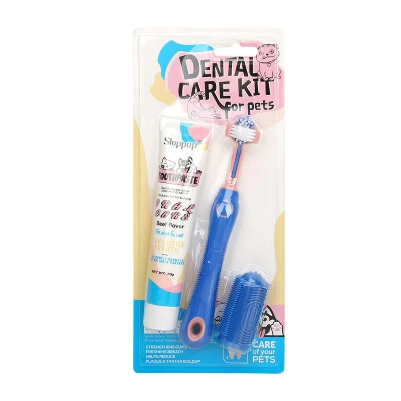 Triple-Headed Toothbrush Kit | Dogs & Cats
