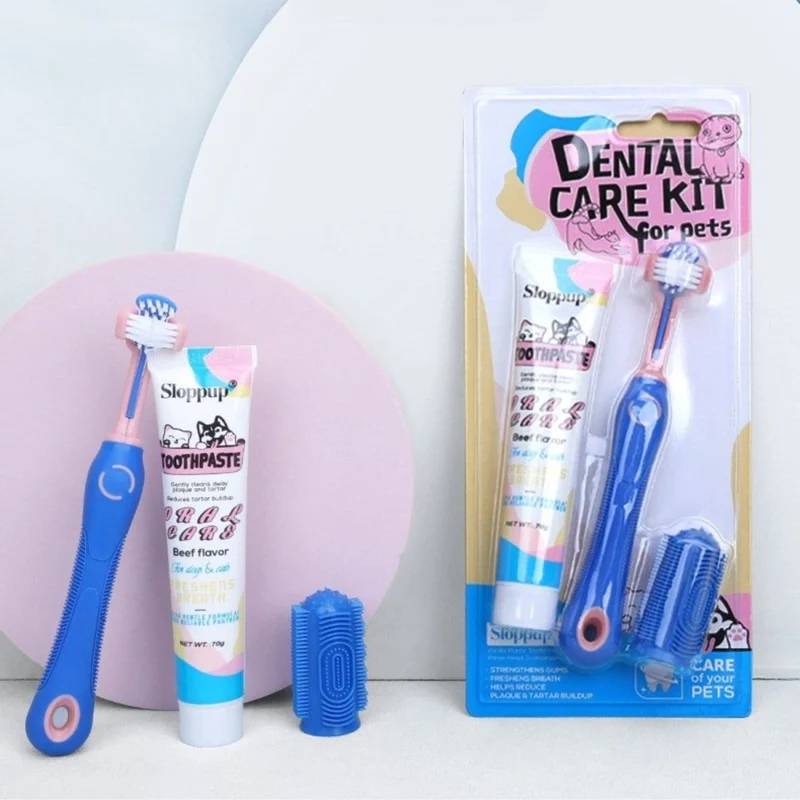 Triple-Headed Toothbrush Kit | Dogs & Cats