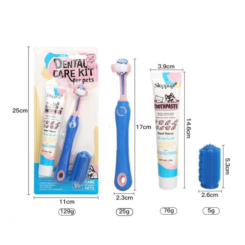 Triple-Headed Toothbrush Kit | Dogs & Cats