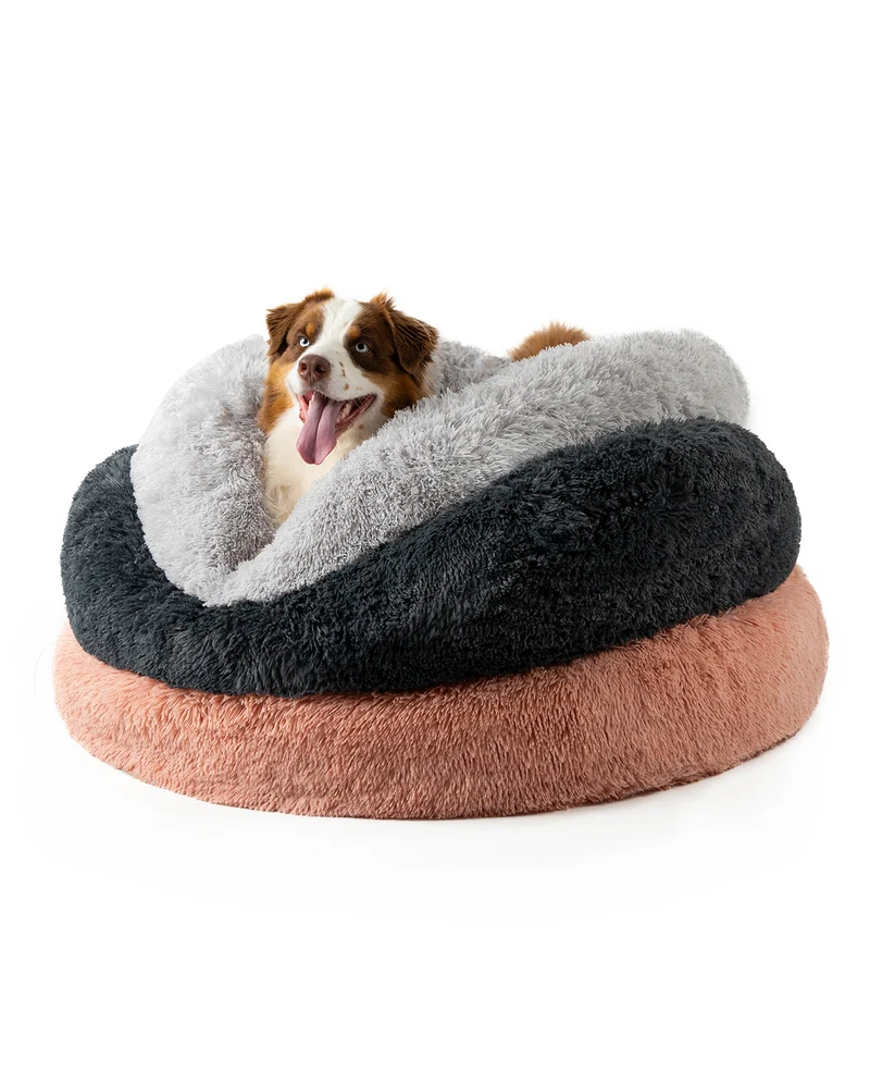 Rundes Hundebett in Donutform aus Plüsch