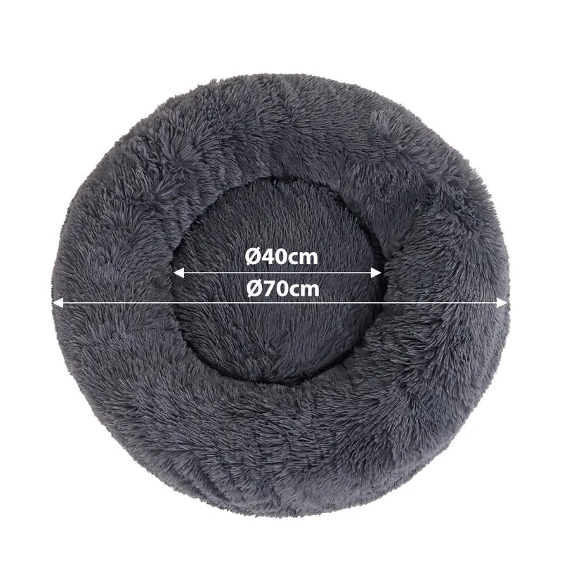 Rundes Katzenbett in Donutform aus Plüsch