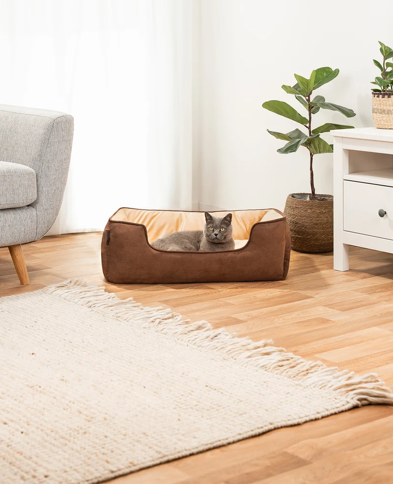 2-in-1 Katzenbett in Wildlederoptik