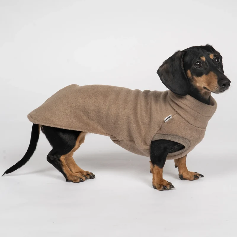 Fleece Shirt für Dackel Taupe