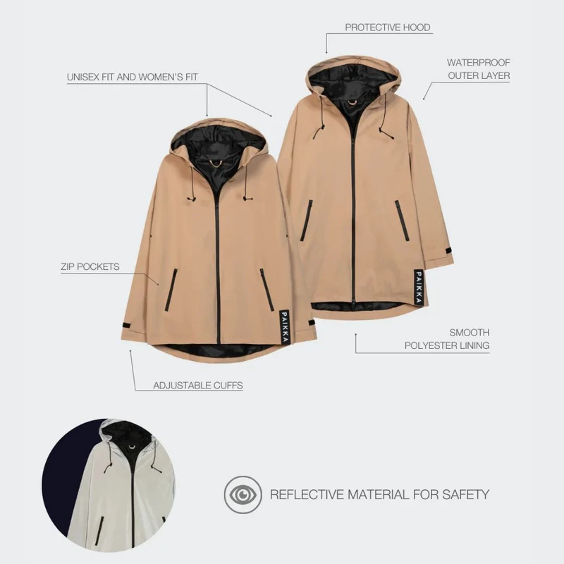 Vollreflektierender Damenregenmantel Lite Taupe