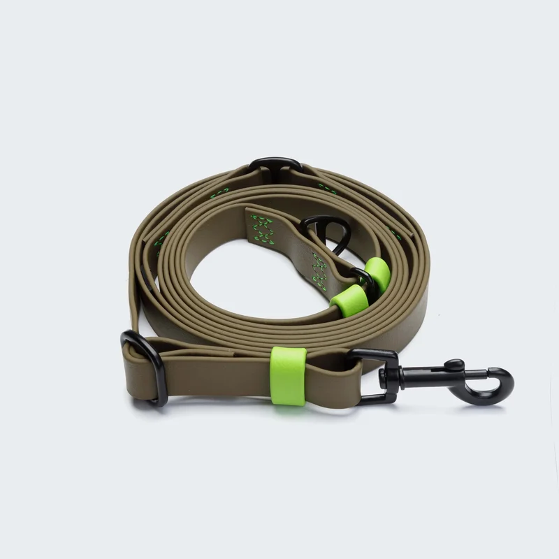 Freihandleine BioThane Ipanema Olive-Neon Green