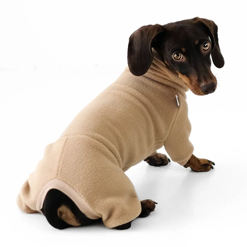 Fleece Overall für Dackel Sand Beige