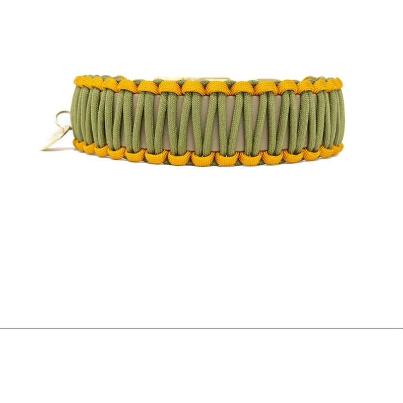 Biothane Paracord Halsband Beige/Olive/Senfgelb
