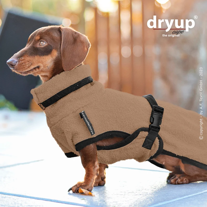 Dryup Cape Hundebademantel Dackel Coffee