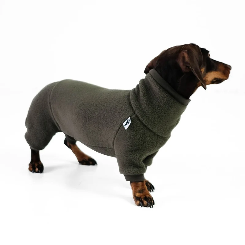 Fleece Overall für Dackel Olivgrün