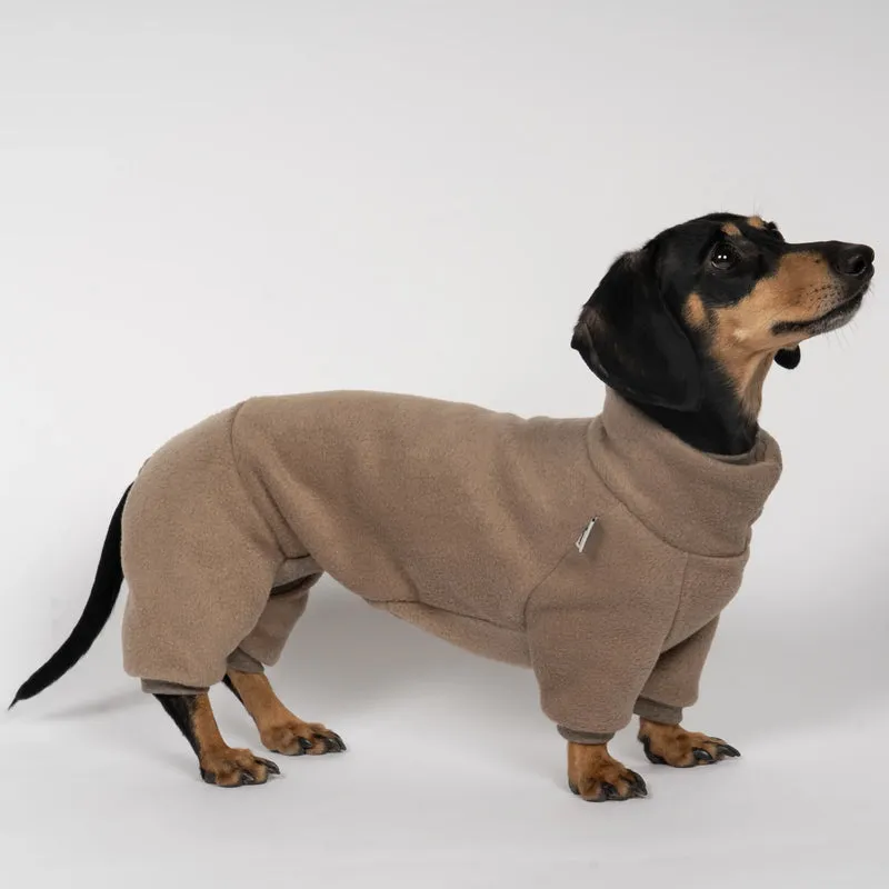 Fleece Overall für Dackel Taupe