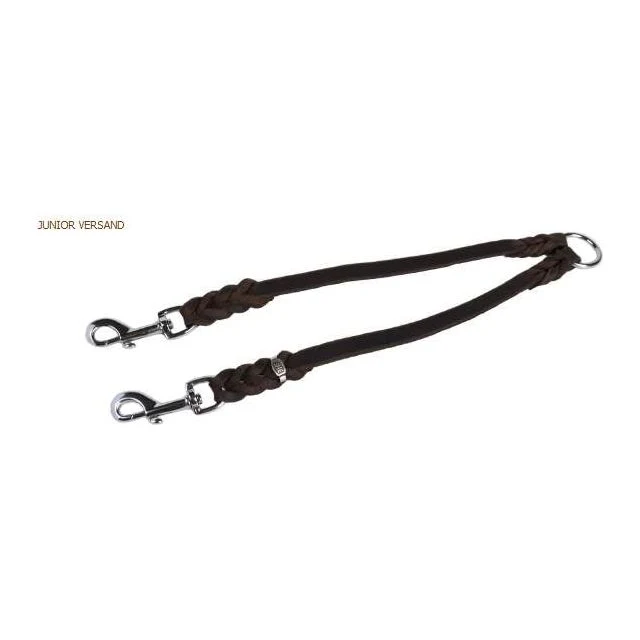 JHS Geflochtene Hundekoppel aus Fettleder 2 x 40 cm