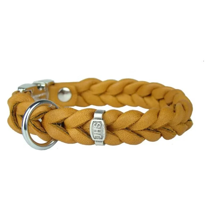JHS Hundehalsband mit Klickverschluss – 20 mm Breite, Cognac
