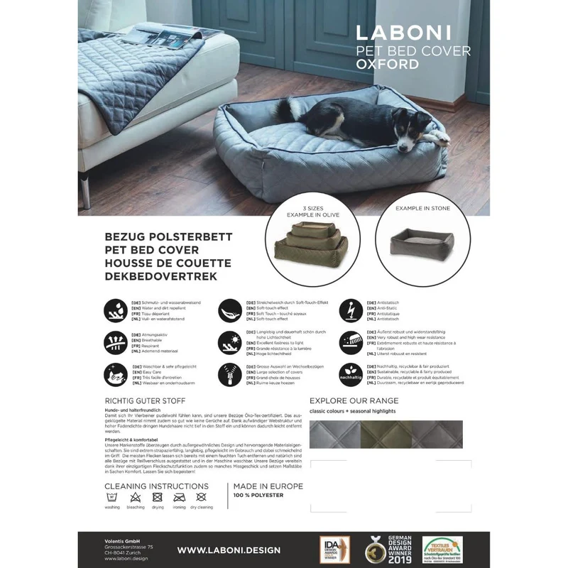 Hundebett Oxford Ortho oder Classic Stone
